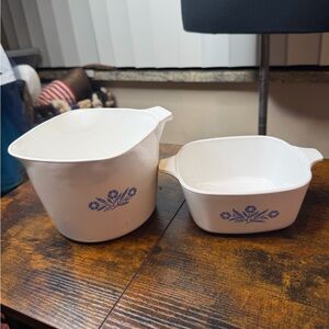 Vintage Corning Ware Blue Cornflower Sauce maker and 2 3/4 Cup set.